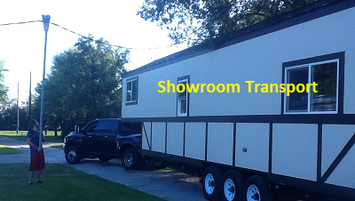 Showroom Transport towing a tiny home